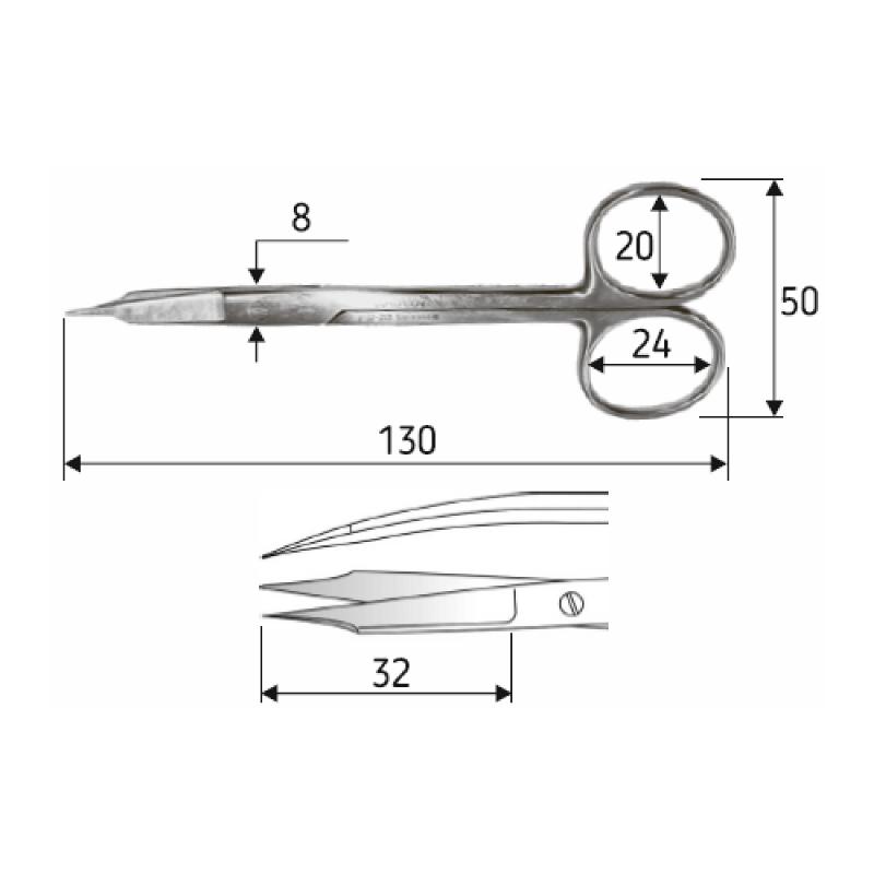 Ножиці J-22-233 Goldman Fox 13 см, гострий/гострий, зігнуті.